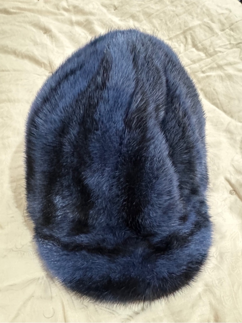 Blue and Black Mink Fur Hat